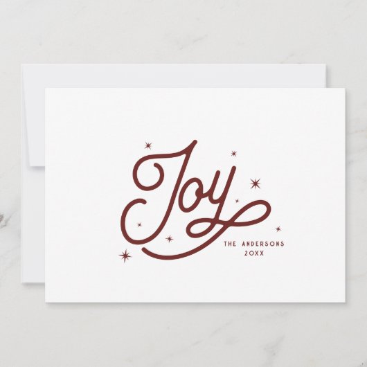 Moderne Retro Joy Kerstscript Typografie | Red Feestdagenkaart (Voorkant)