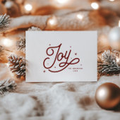 Moderne Retro Joy Kerstscript Typografie | Red Feestdagenkaart