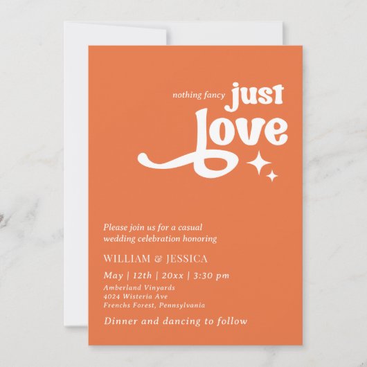 Moderne Retro Just Love Sinaasappel jaren '70 Kaart (Voorkant)