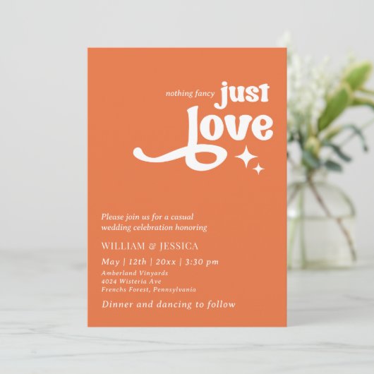 Moderne Retro Just Love Sinaasappel jaren '70 Kaart (Staand voorkant)