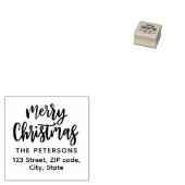 Moderne Retro Kalligrafie Vrolijk Kerstfeest Rubberstempel (Gestempeld)