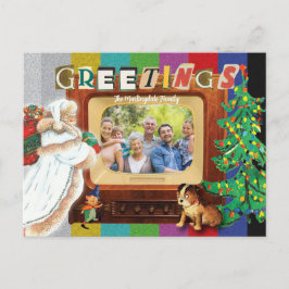 Moderne Retro Kerst Foto Vakantiekaart Feestdagenkaart