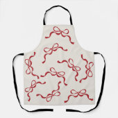 Moderne Retro Kerst Red Bows Vakantie Schort (Voorkant)