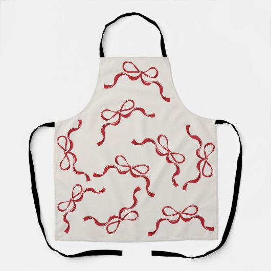 Moderne Retro Kerst Red Bows Vakantie Schort (Voorkant)