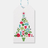 Moderne  retro kerstboom cadeaulabel (Voorkant)