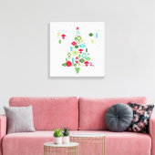 Moderne  retro kerstboom canvas afdruk (Insitu (Woonkamer))