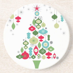 Moderne retro kerstboom zandsteen onderzetter