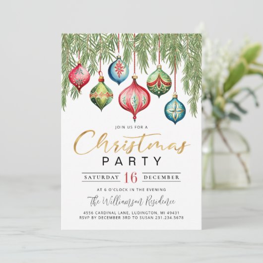 Moderne Retro Kerstfeest uitnodiging (Staand voorkant)