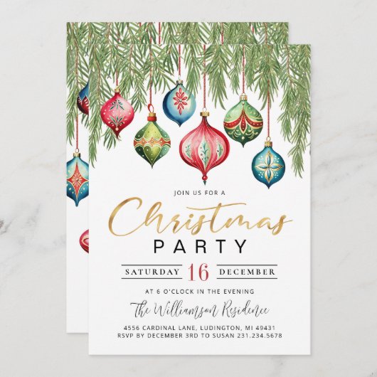 Moderne Retro Kerstfeest uitnodiging (Voorkant / Achterkant)