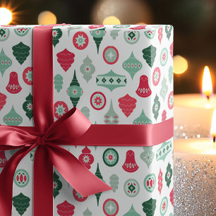 Moderne Retro Kerstversiering Cadeaupapier