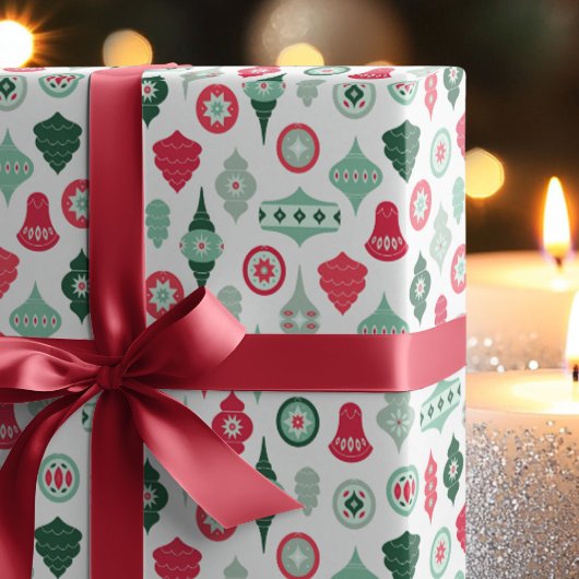 Moderne Retro Kerstversiering Cadeaupapier