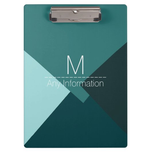 Moderne Retro Kleur Geometrisch Patroon Monogram # Klembord (Voorkant)