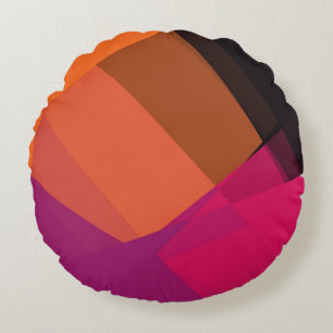 Moderne Retro Kleuren Geometrisch #22 Rond Kussen
