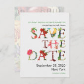 Moderne Retro Kleurrijke Bloemen Bewaar de Datum Aankondigingskaart (Voorkant / Achterkant)