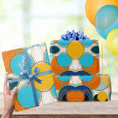 Moderne Retro Kleurrijke Leuk Geometrisch Abstract Cadeaupapier