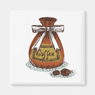 Moderne retro koffie l'Caffeine l'Latte l'Brown Magneet
