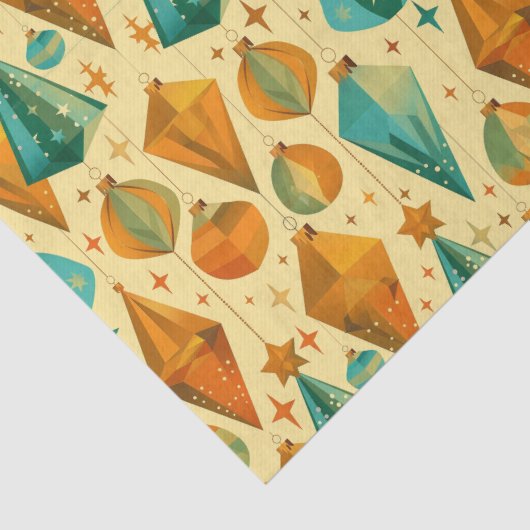 Moderne retro koper en Blauwgroen kerst Tissuepapier (Detail)