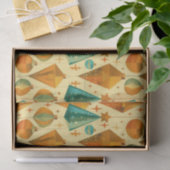 Moderne retro koper en Blauwgroen kerst Tissuepapier (Geschenk)