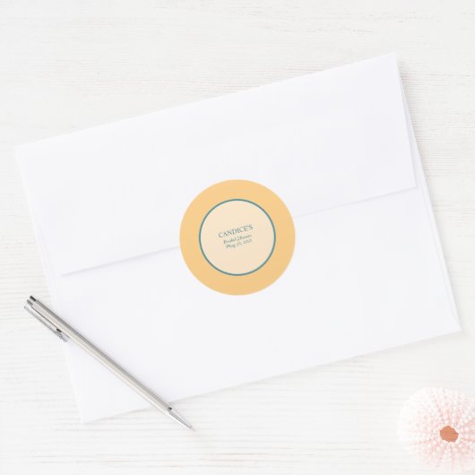Moderne Retro Koraal en Groen Ronde Sticker (Envelop)