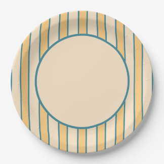 Moderne Retro Koraal en Groene Streep Papieren Bordje