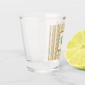 Moderne Retro Koraal en Groene Streep Shot Glas (Links)