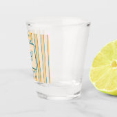 Moderne Retro Koraal en Groene Streep Shot Glas (Rechts)