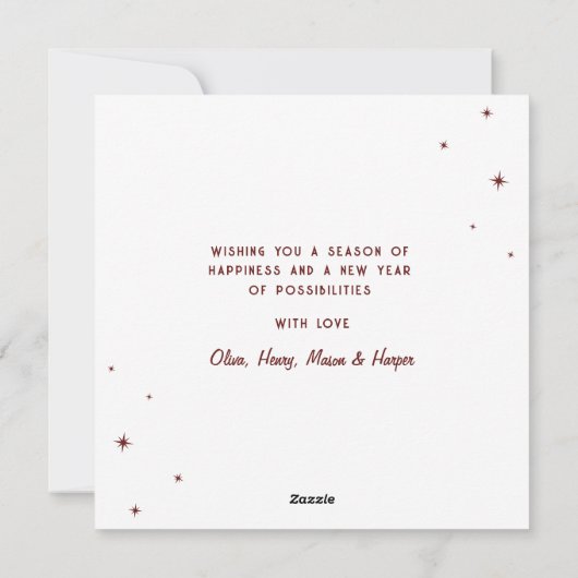 Moderne retro laat het kerstscript sneeuwen | Red Feestdagenkaart (Achterkant)