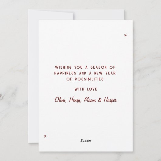 Moderne Retro Laat Het Sneeuwfoto Kerstscript Feestdagenkaart (Achterkant)