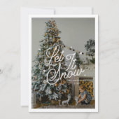 Moderne Retro Laat Het Sneeuwfoto Kerstscript Feestdagenkaart (Voorkant)