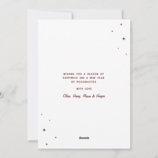 Moderne Retro Laat Het Sneeuwfoto Kerstscript Feestdagenkaart (Achterkant)