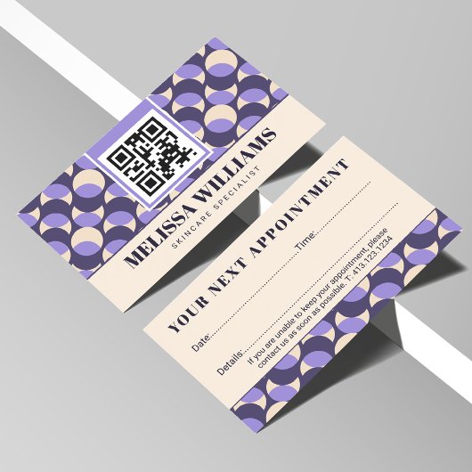 Moderne Retro Lavendel Geometrisch Afsprakenkaartje