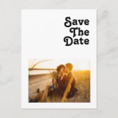 Moderne Retro Lettering Foto Save The Date Uitnodi Uitnodiging Briefkaart (Voorkant)