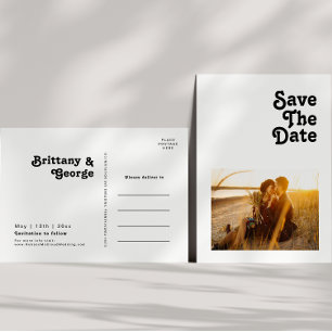 Moderne Retro Lettering Foto Save The Date Uitnodi Uitnodiging Briefkaart