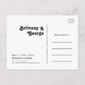 Moderne Retro Lettering Horizontaal Bewaar Onze Af Uitnodiging Briefkaart (Achterkant)