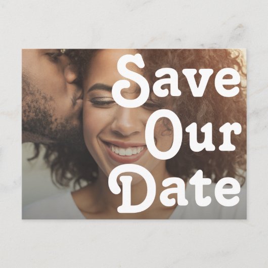 Moderne Retro Lettering Horizontaal Bewaar Onze Af Uitnodiging Briefkaart (Voorkant)