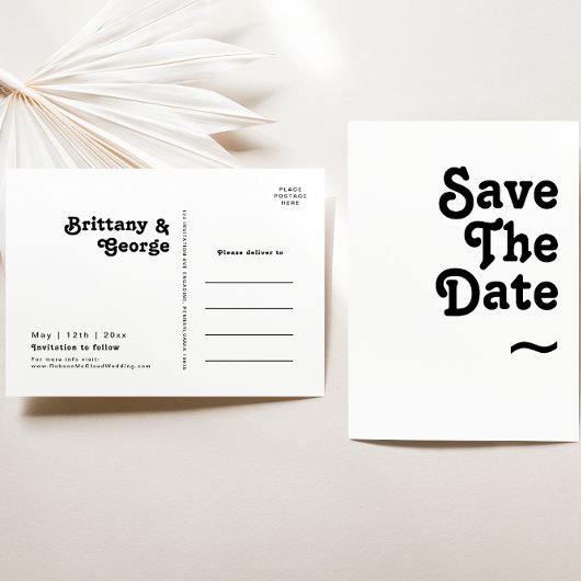 Moderne Retro Lettering Save The Date Uitnodiging Briefkaart
