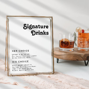 Moderne Retro Lettering Signature Dranken Bord Poster