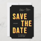 Moderne Retro Lichte Marquee Broadway Stijl Foto Save The Date (Voorkant)
