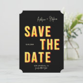 Moderne Retro Lichte Marquee Broadway Stijl Foto Save The Date (Staand voorkant)