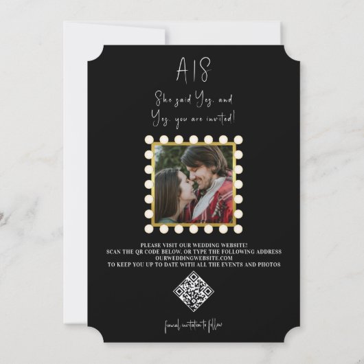 Moderne Retro Lichte Marquee Broadway Stijl Foto Save The Date (Achterkant)