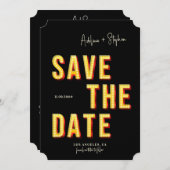 Moderne Retro Lichte Marquee Broadway Stijl Foto Save The Date (Voorkant / Achterkant)