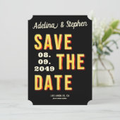 Moderne Retro Lichte Marquee Broadway Stijl Foto Save The Date (Staand voorkant)