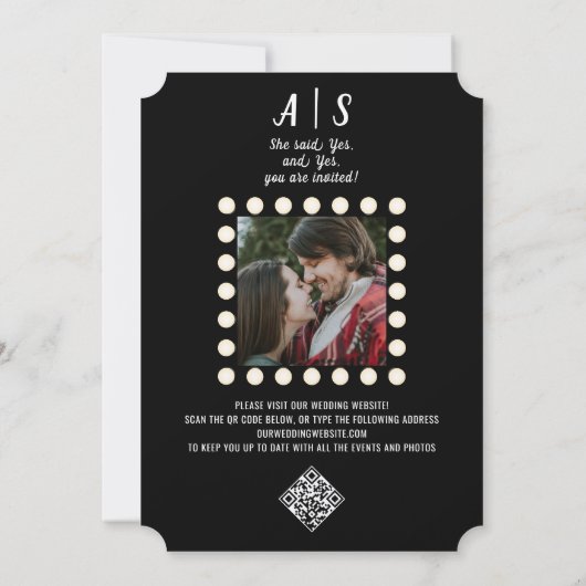Moderne Retro Lichte Marquee Broadway Stijl Foto Save The Date (Achterkant)