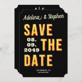 Moderne Retro Lichte Marquee Broadway Stijl Foto Save The Date (Voorkant / Achterkant)