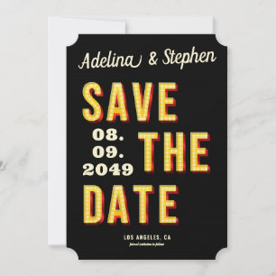 Moderne Retro Lichte Marquee Broadway Stijl Foto Save The Date