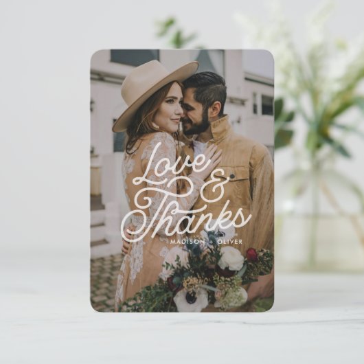 Moderne Retro Liefde en Bedankt Fotobruiloft (Staand voorkant)