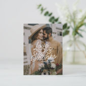 Moderne Retro Liefde en Bedankt Fotobruiloft Briefkaart (Staand voorkant)