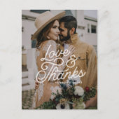 Moderne Retro Liefde en Bedankt Fotobruiloft Briefkaart (Voorkant)