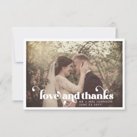 Moderne Retro Liefde en Bedankt Trouwfoto (Voorkant)