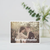 Moderne Retro Liefde en Bedankt Trouwfoto Briefkaart (Staand voorkant)
